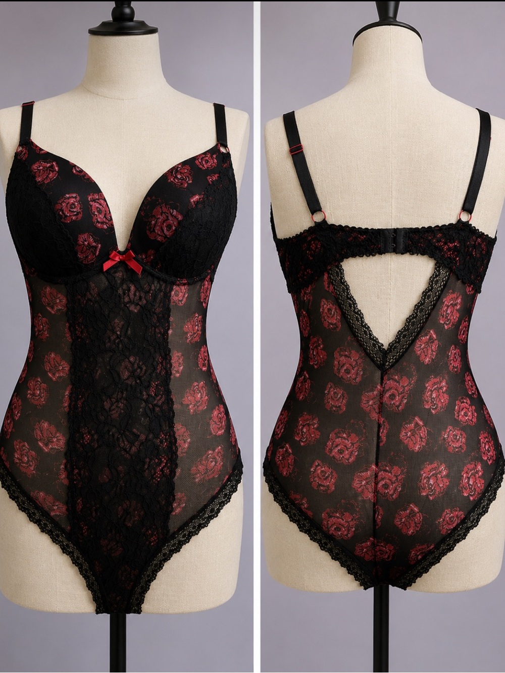 Black Fuchsia One Piece Lingerie